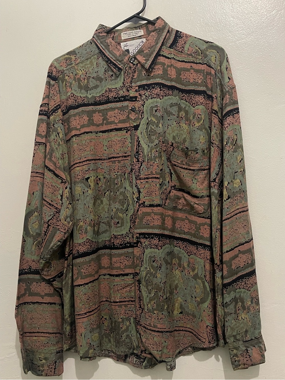 Goouch Vintage  Mens XL Rayon Abstract Geometric Print Shirt